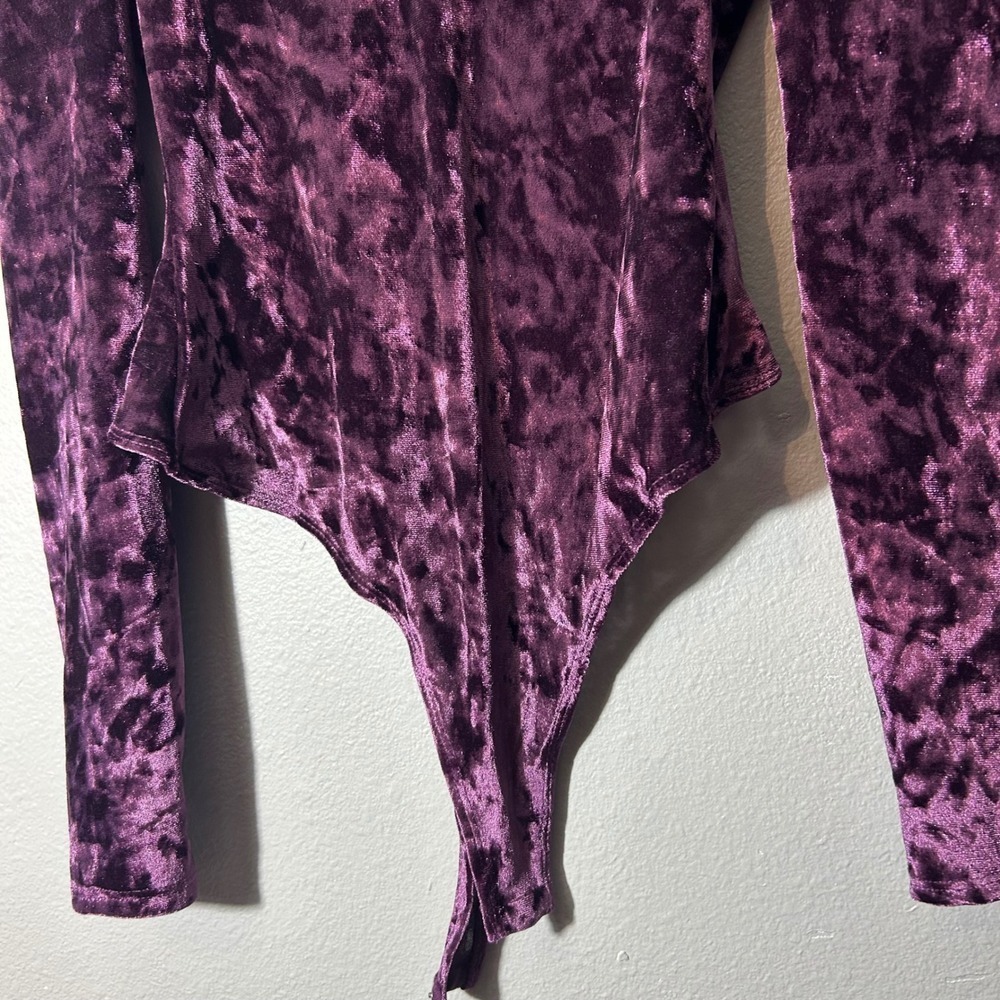 And Now This Velvet Bodysuit Blackberry Purple Tart Long Sleeve Top Size XS NWT - Picture 6 of 6